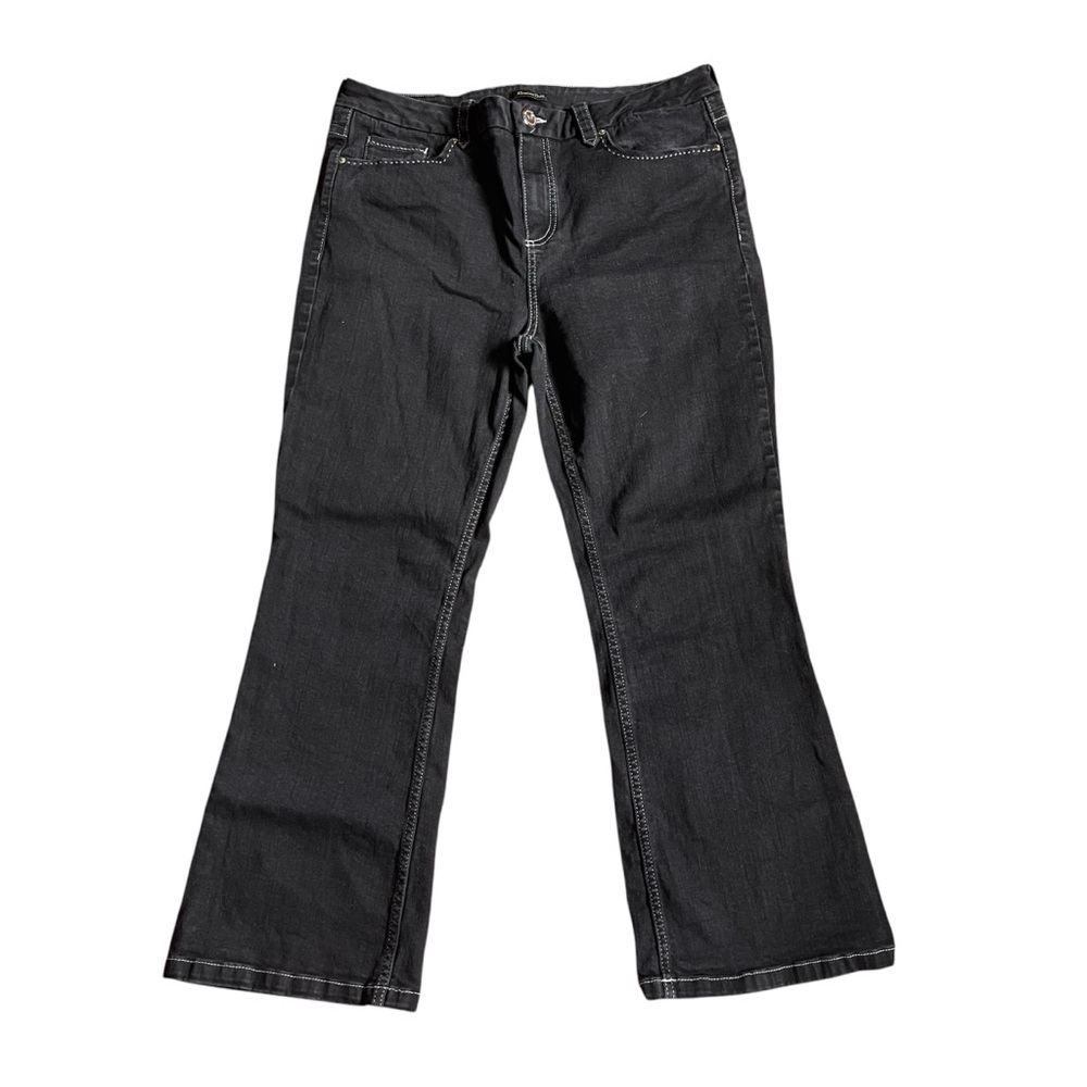 Massimo Dutti Black Running Stitch Trim Bootcut Jeans US 12